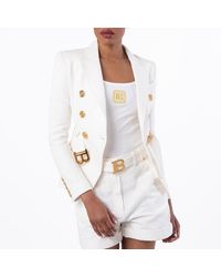 Balmain - Double Breasted Cotton Jacket, Brand Size 34 (Us - Lyst