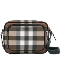 Burberry - Dark Birch Check-Print Compact Messenger Bag - Lyst