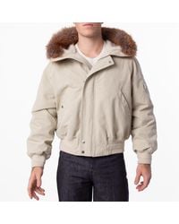 Burberry - Natural Faux Fur Trim Cotton Bomber Jacket - Lyst