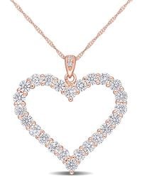 Amour - 2 2/5 Ct Dew Created Moissanite Heart Pendant With Chain - Lyst