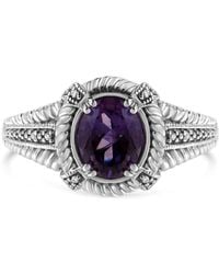 Haus of Brilliance - 925 Sterling Natural Oval Shape 9X7 Mm Amethyst Solitaire And Diamond Accent Ring - Lyst