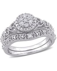 Amour - 1/5 Ct Tw Diamond Vintage Bridal Set - Lyst