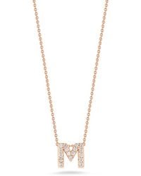 Roberto Coin - Tiny Treasures Diamond Love Letter Necklace M 18K Rose 001634Axchxm - Lyst