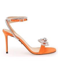 Mach & Mach - Double Bow Crystal Satin Sandals - Lyst