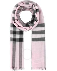 Burberry - Giant Gauze Check Wool And Silk Blend Scarf - Lyst