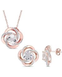 Amour - 2 Pc Set Of 7 3/4 Ct Tgw Topaz Swirl Stud Earrings & Necklace - Lyst