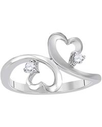 Maulijewels - 0.10 Carat Diamond Two Stone Heart Shape Engagement Wedding Rings For - Lyst