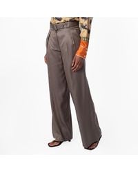 Bally - Wool-Silk Wide-Leg Belted Pants - Lyst