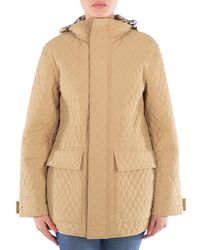 Burberry - Check Pattern Quilted Hooded Jacket - Lyst