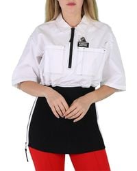 Burberry - Ladies Optic Knitted Panel Short-Sleeved Shirt, Brand Size 6 (Us - Lyst