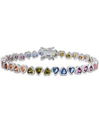 Kylie Harper - Sterling Bezel-Set Multi Color Heart Cz Tennis Bracelet - Lyst