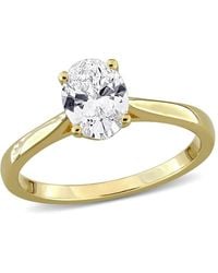 Created Forever - 1Ct Tw Oval-Cut Lab-Grown Diamond Solitaire Engagement Ring With Side Accents - Lyst
