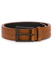 Bottega Veneta Mens Brown Woven Leather Belt,