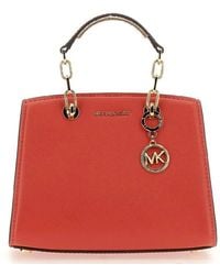Michael Kors - Cynthia Logo-Charm Leather Tote Bag - Lyst
