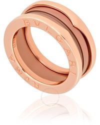 BVLGARI - B.Zero1 18K Rose And Cermet 2-Band Ring, Brand - Lyst