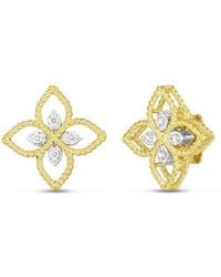Roberto Coin - 18k Principessa Open Flower Diamond Stud Earring - Lyst