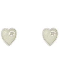 Gucci - Heart Gg Cross Sterling Stud Earrings With Mother-Of-Pearl Enamel - Lyst