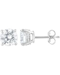 Brilliant Diamond - 14Kt 3.00 Carat Lab-Grown Diamond Stud Earrings For - Lyst