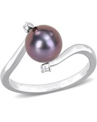 Amour - 5Mm Freshwater Cultured Pearl And Topaz Bypass Ring - Lyst