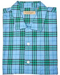 Burberry Mens Woven Check Blue Agate Gingham Floral Short-sleeve Shirt