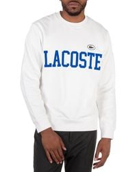 Lacoste - Flocked Logo Fleece Sweatshirt, Brand Size 5 - Lyst