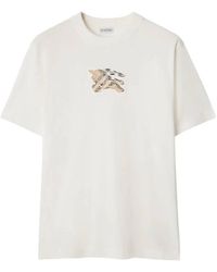 Burberry - Ekd Embroidered Check Cotton T-Shirt - Lyst