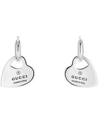 Gucci - Hoop Earrings With Heart Pendants Ybd796302001 - Lyst