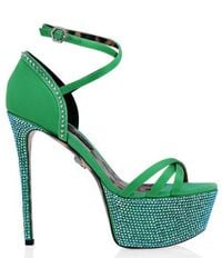 Philipp Plein - Rhinestone Crystal Embellished Platform Sandals, Brand Size 35 Us - Lyst