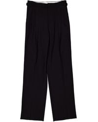 Burberry - Side Stripe Wide-Leg Wool Trousers, Brand Size 46 (Waist - Lyst