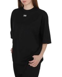 Burberry - Logo Applique Cut-out Hem Oversized T-shirt - Lyst