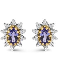 Haus of Brilliance - 14K 1/4 Cttw Diamond And Tanzanite Sunburst Halo Stud Earrings (K-L Color, I1-I2 Clarity) - Lyst