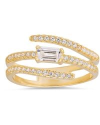 Kylie Harper - 14K Over Baguette-Cut Cz Crossover Ring - Lyst