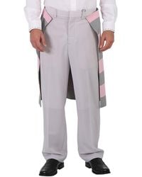 Burberry - Light Pebble Striped Skirt Detail Mohair Wool Wide-Leg Trousers, Brand Size 44 (Waist - Lyst