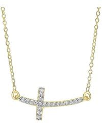 Tresorra - 14K Diamond Side Cross Necklace - Lyst