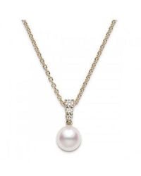 Mikimoto - Morning Dew 8Mm Akoya Pearl & Diamond Pendant Necklace - Lyst