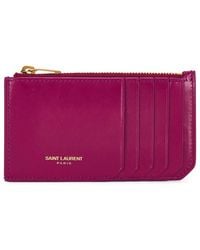 Saint Laurent - Paris Shiny Leather Card Case - Lyst