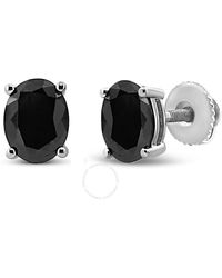 Haus of Brilliance - .925 Sterling Silver 4.0 Cttw Prong Set Treated Black Oval Diamond Stud Earring - Lyst