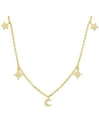 Kylie Harper - 14K Over Dangling Cubic Zirconia Cz Celestial Charm Necklace - Lyst