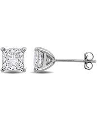 Created Forever - 2 Ct Princess Lab Grown Diamond Tw Stud Earrings 14K - Lyst