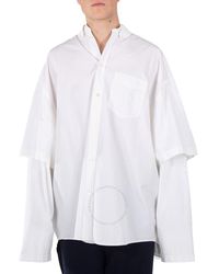 Balenciaga - Double Layer Sleeve Cotton Shirt, Brand Size 39 (Neck - Lyst