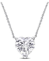 Amour - 3-1/2 Ct Dew Heart Shape Created Moissanite Solitaire Pendant With Chain - Lyst