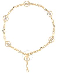 Burberry - Light Gold Tb Monogram Station Necklace - Lyst