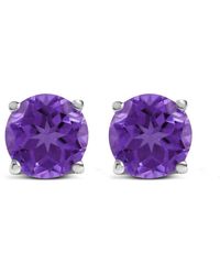 Haus of Brilliance - 14K 5X5Mm Round Amethyst Solitaire Stud Earrings - Lyst