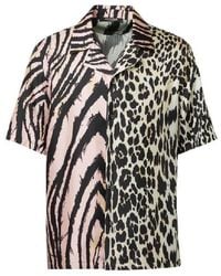 Roberto Cavalli - Animal Print Silk Shirt, Brand Size 50 Us - Lyst
