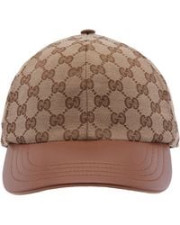 Gucci - Gg Canvas Baseball Hat With Leather Trim - Lyst