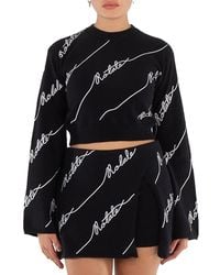 ROTATE BIRGER CHRISTENSEN - Ladies Logo-Embellished Cropped Jumper - Lyst