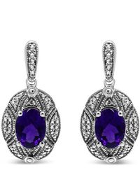 Haus of Brilliance - 925 Sterling Diamond Accent And 8X6Mm Oval Amethyst Stud Earrings (I-J Color, I1-I2 Clarity) - Lyst