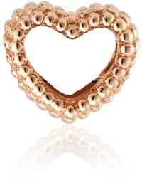 PANDORA - 14K Rose-Plated Beaded Open Heart Charm - Lyst