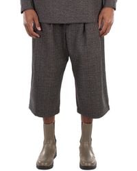 Emporio Armani - Checkered Wide-Leg Cropped Trousers - Lyst
