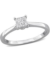 Created Forever - 1/2Ct Tw Princess-Cut Lab-Grown Diamond Solitaire Engagement Ring With Side Accents - Lyst